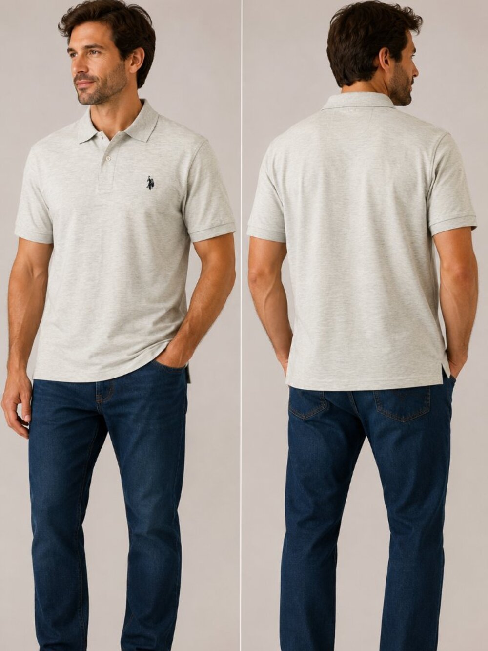 U.S. Polo Assn. Men's Heather Light Gray Polo Shirt - Size XL - NWT